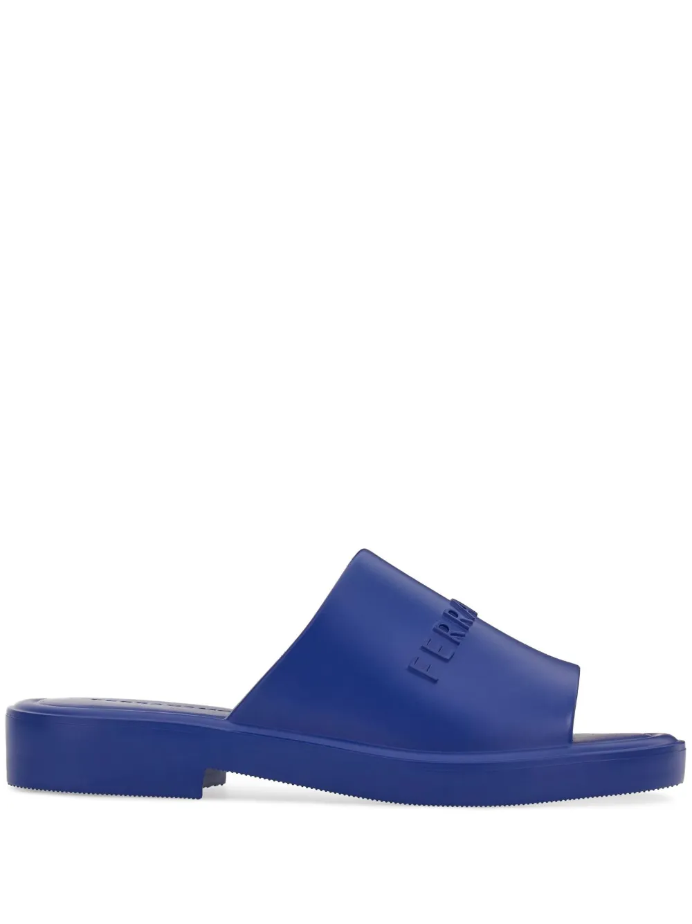 Ferragamo Giuneva Logo Embossed Slides In Blau