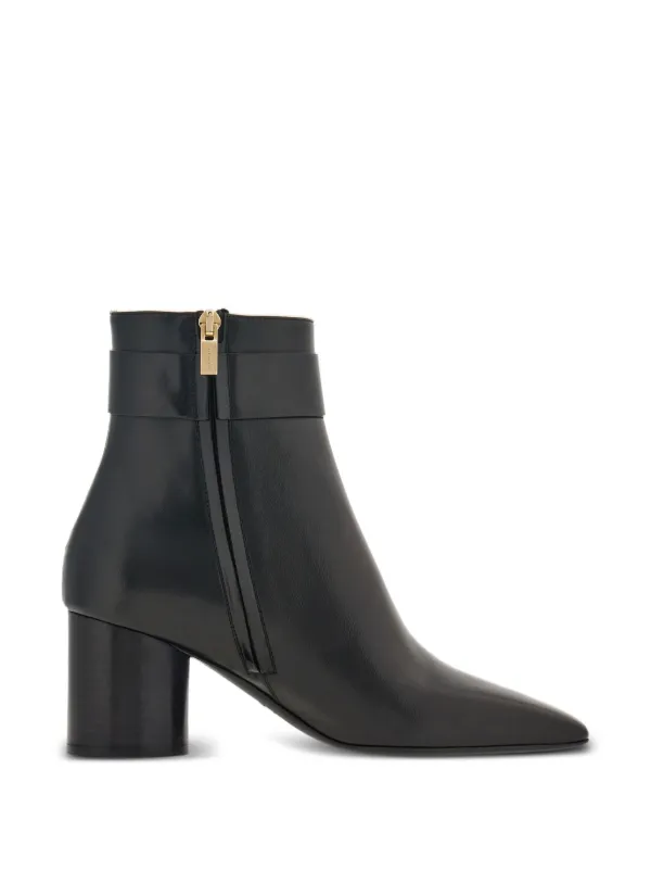 FERRAGAMO アンクルブーツ ブラック レザー ガンチーニ ヒール Ferragamo ガンチーニ アンクルブーツ | ブラック | FARFETCH JP
