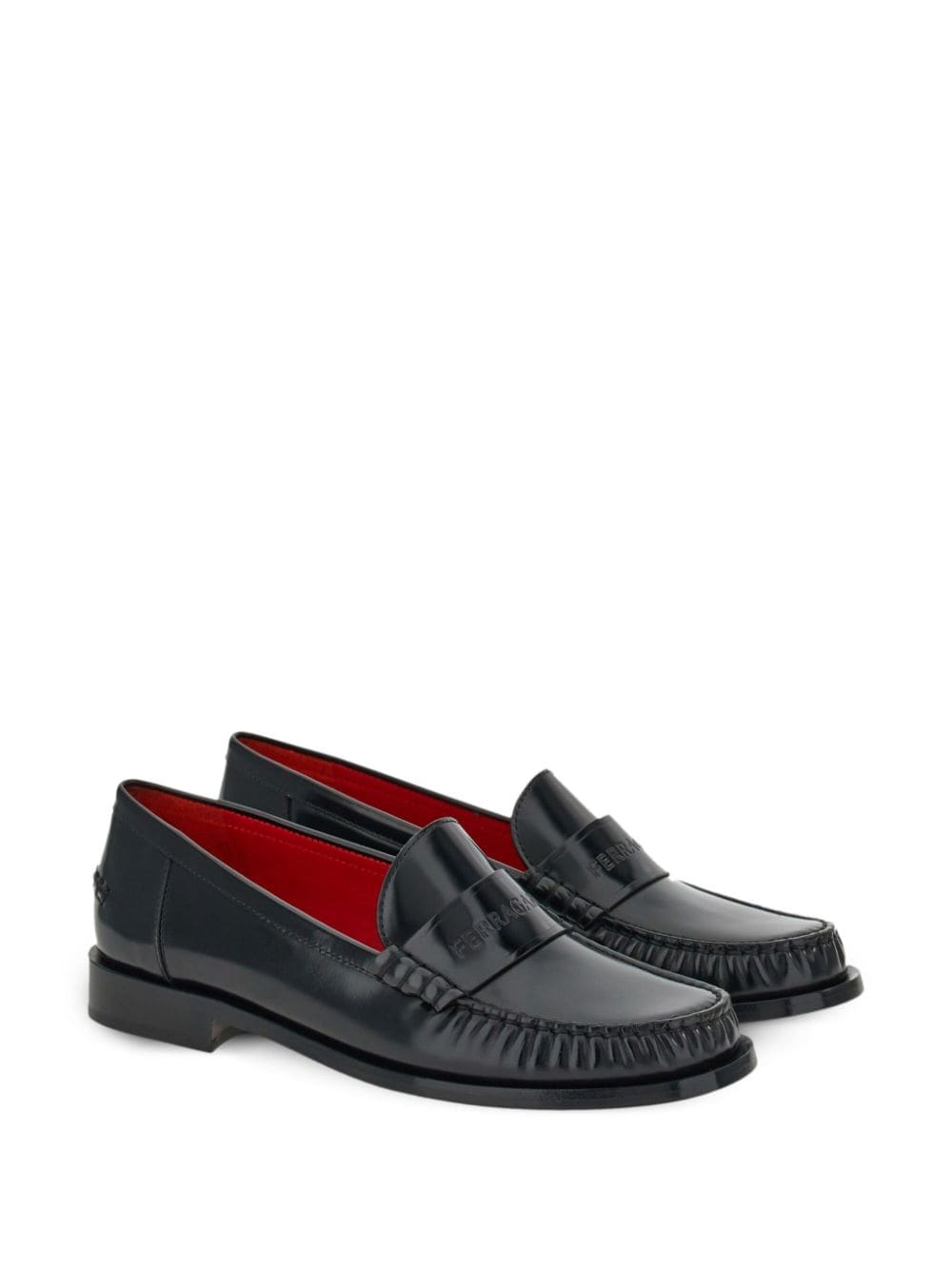Ferragamo debossed-logo leather loafers - Zwart