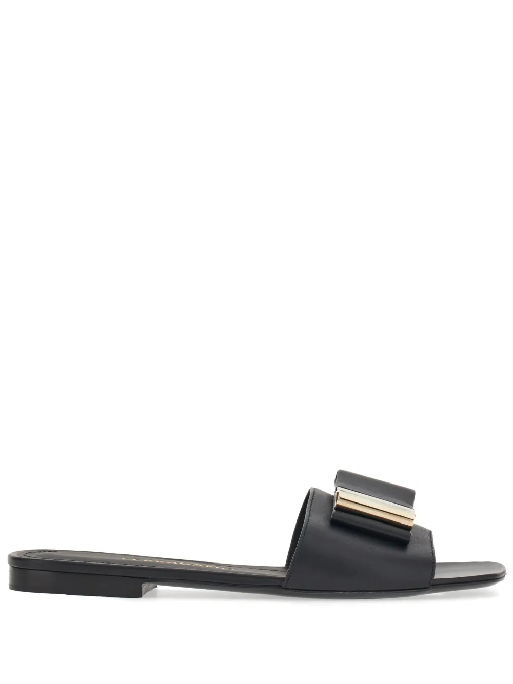 Ferragamo Double-bow Slider In Black