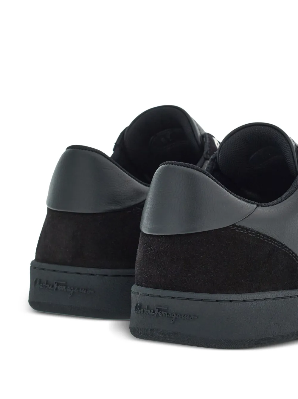 Shop Ferragamo Logo-debossed Low-top Sneakers In Black