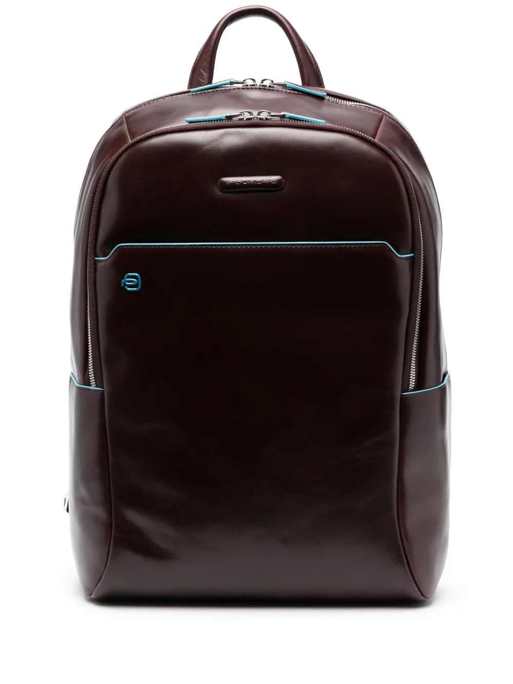 Piquadro Logo-patch Leather Backpack In Brown