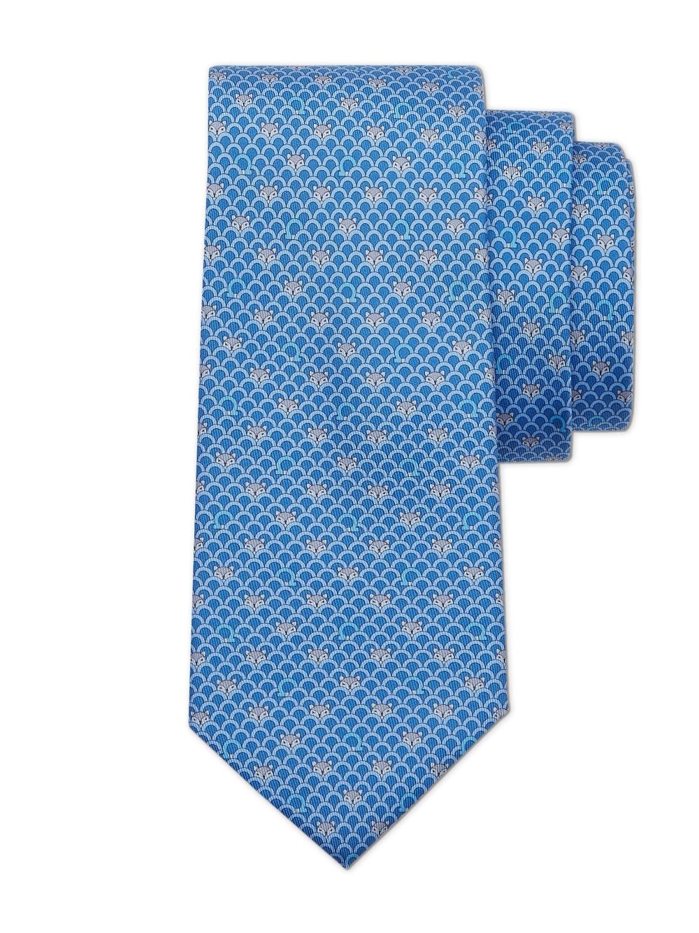 Shop Ferragamo Fox-print Silk Tie In Blue