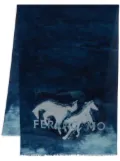 Ferragamo horse-print wool stole - Blue
