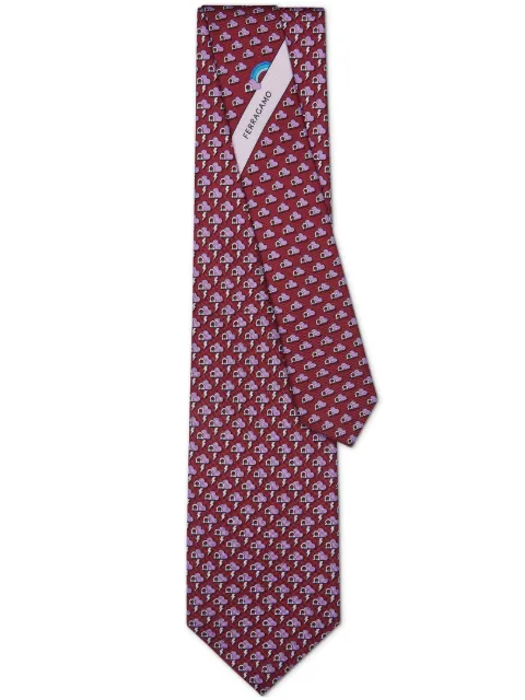 Ferragamo Gravata de seda com estampa Thunderbolt