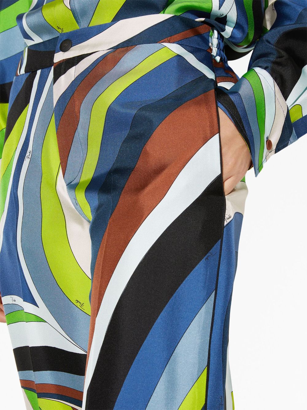 Shop Pucci Logo-print Silk Flared Trousers In Grün