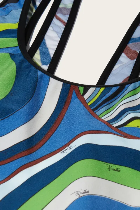 Iride-Print Cut-Out Swimsuit