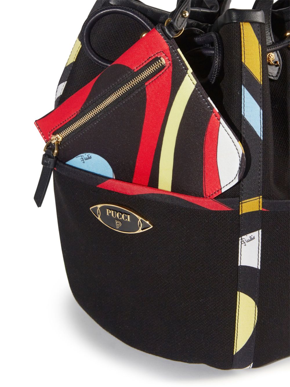 Shop Pucci Logo-plaque Bucket Bag In Black