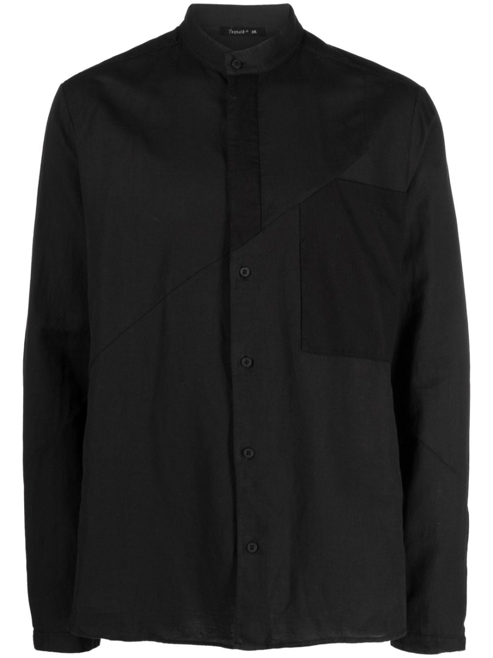Transit band-collar panelled shirt - Black
