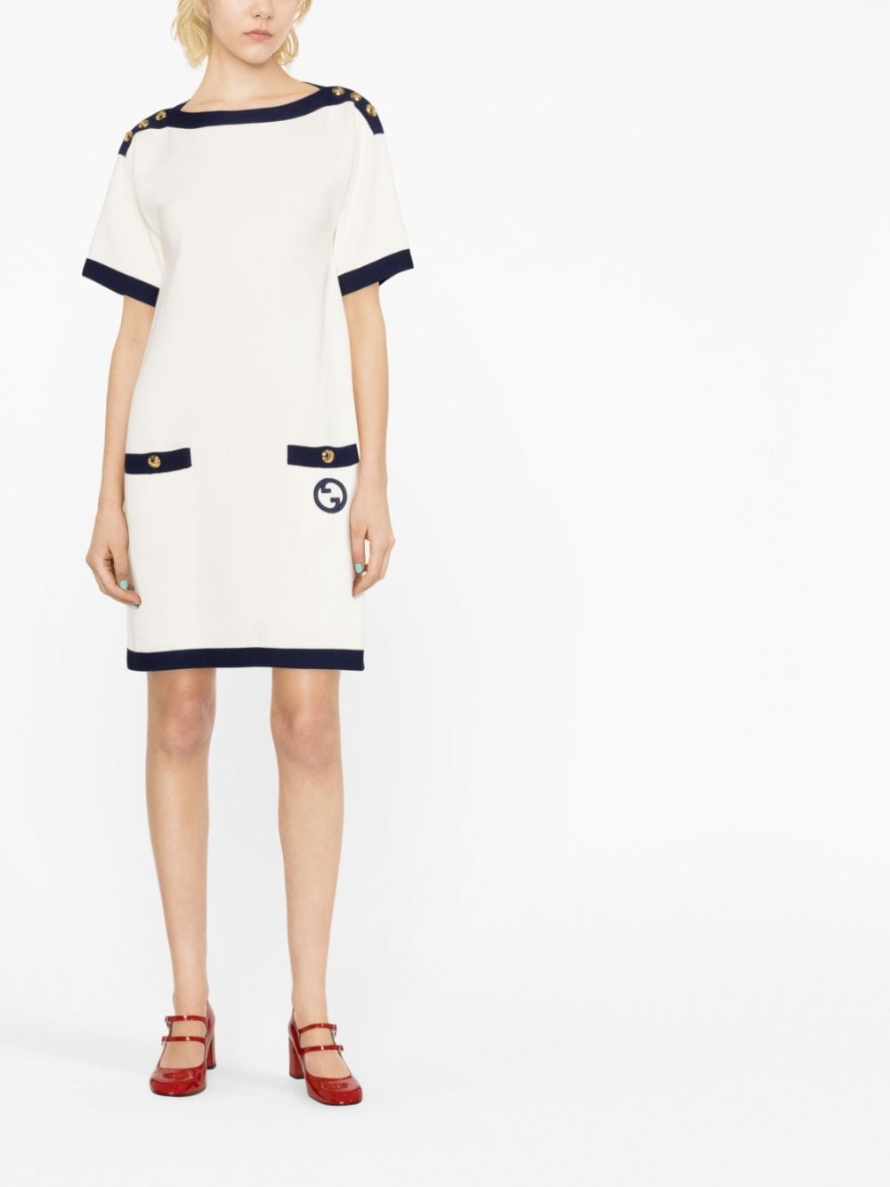 Gucci contrast-trim knitted dress - Wit