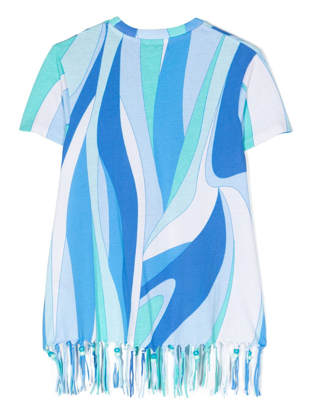 MC2 Saint Barth Kids abstract-print fringed-edge dress - Blauw