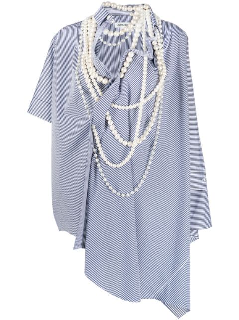 Junya Watanabe asymmetric pearl-embellishmentshirt