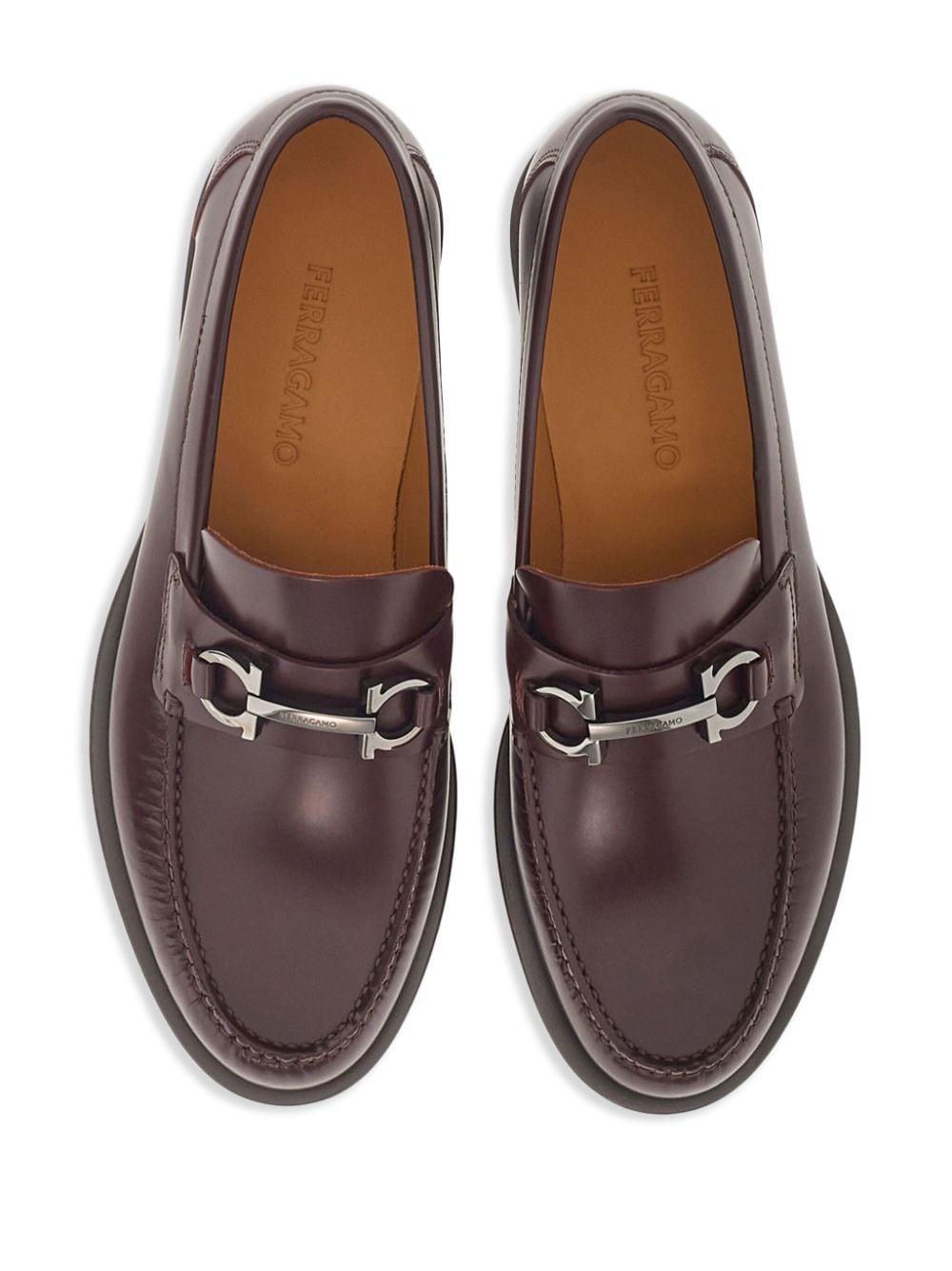Shop Ferragamo Gancini Leather Loafers In Red