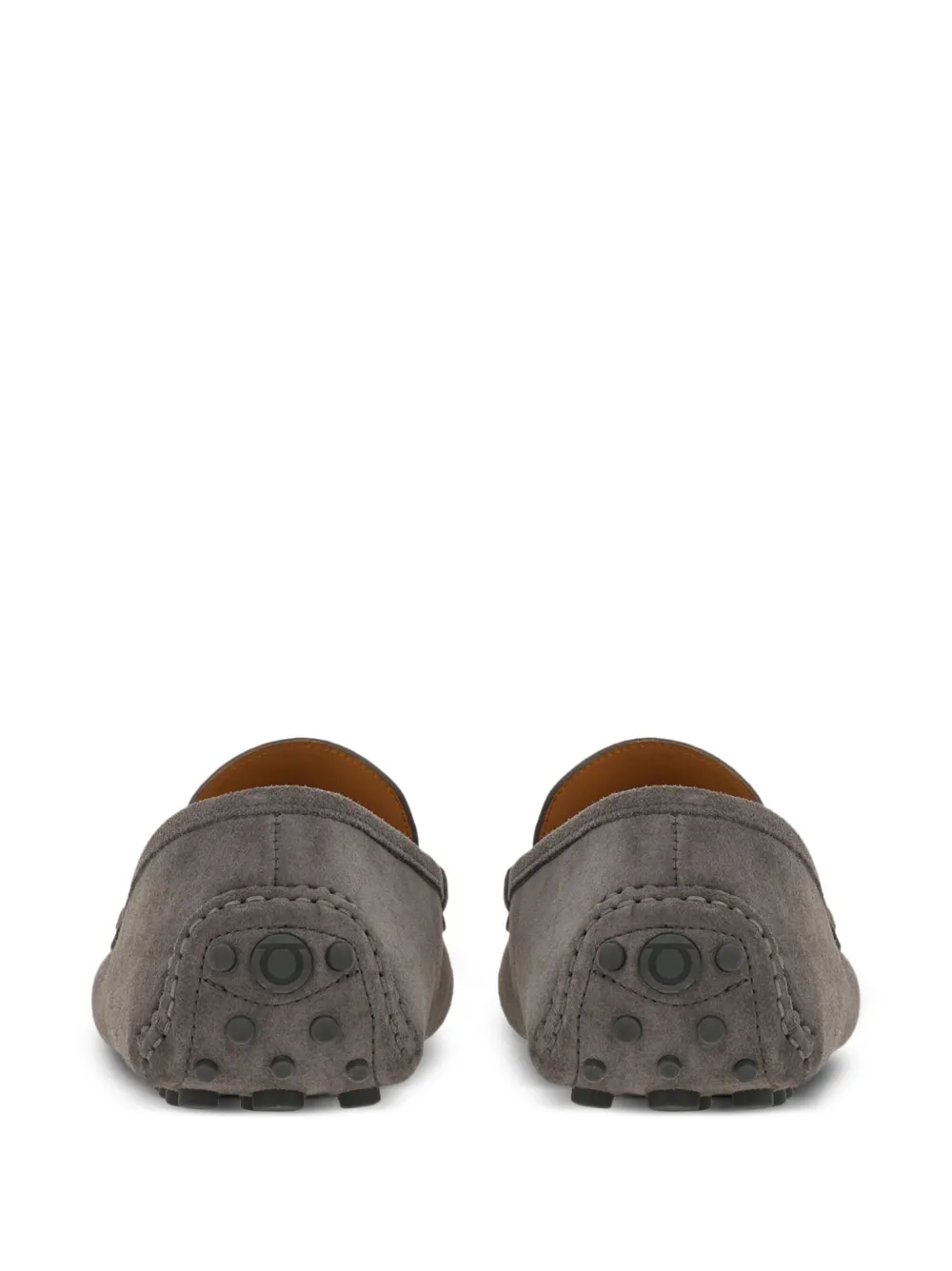 Ferragamo Gancini-plaque Leather Loafers In Grau