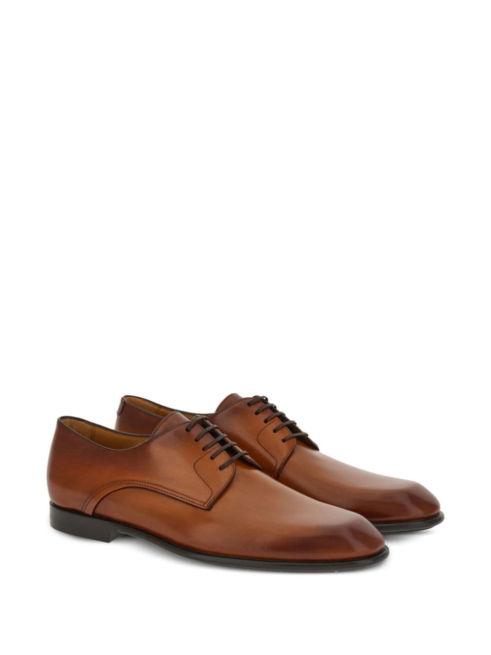 Shop Ferragamo Two-tone Leather Derby Shoes In Brown