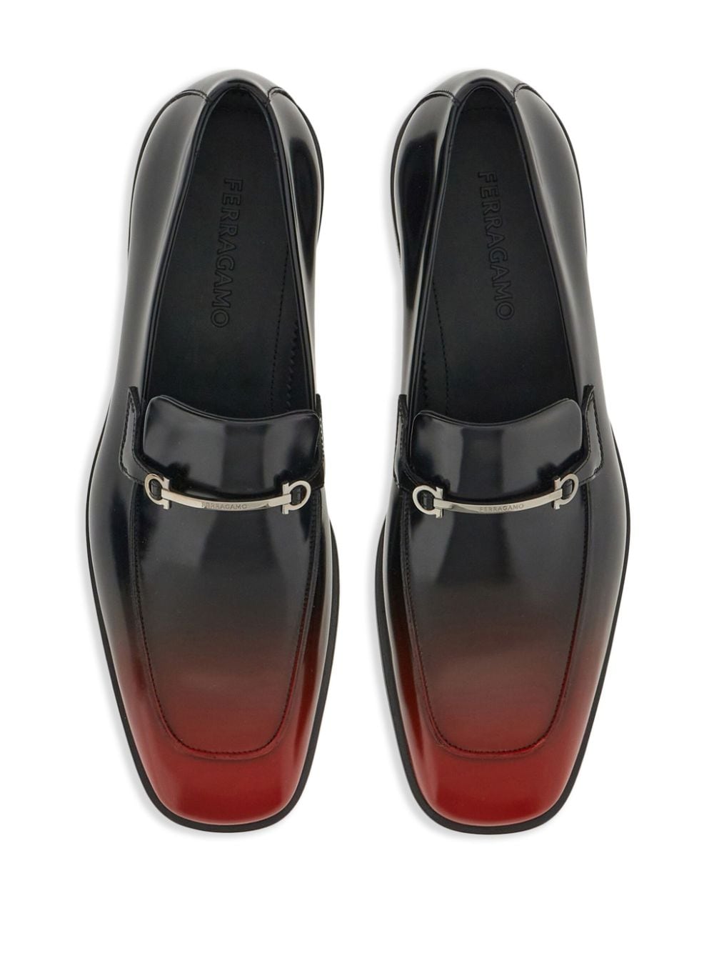 Shop Ferragamo Gancini-buckle Gradient Leather Loafers In Red