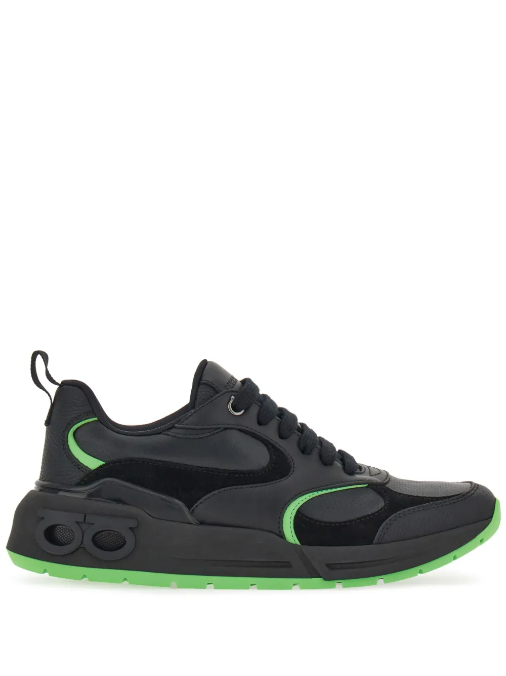 Ferragamo Two-tone Lace-up Sneakers In Black