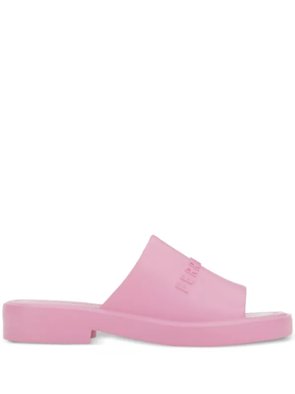 Ferragamo logo-debossed open-toe Slides | Pink | FARFETCH