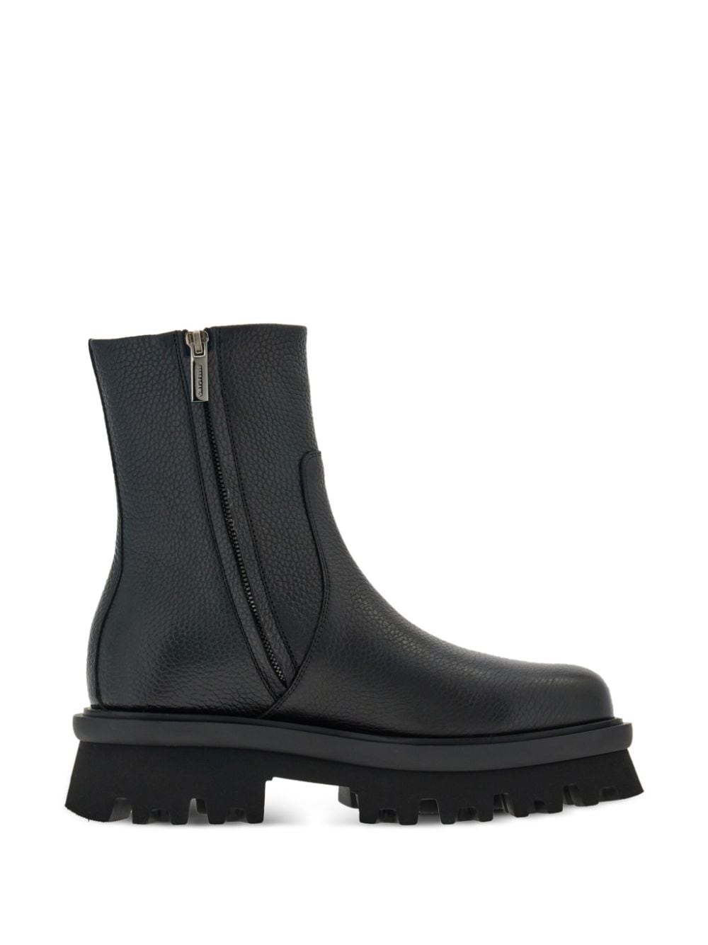 Shop Ferragamo Round-toe Leather Ankle Boots In Black
