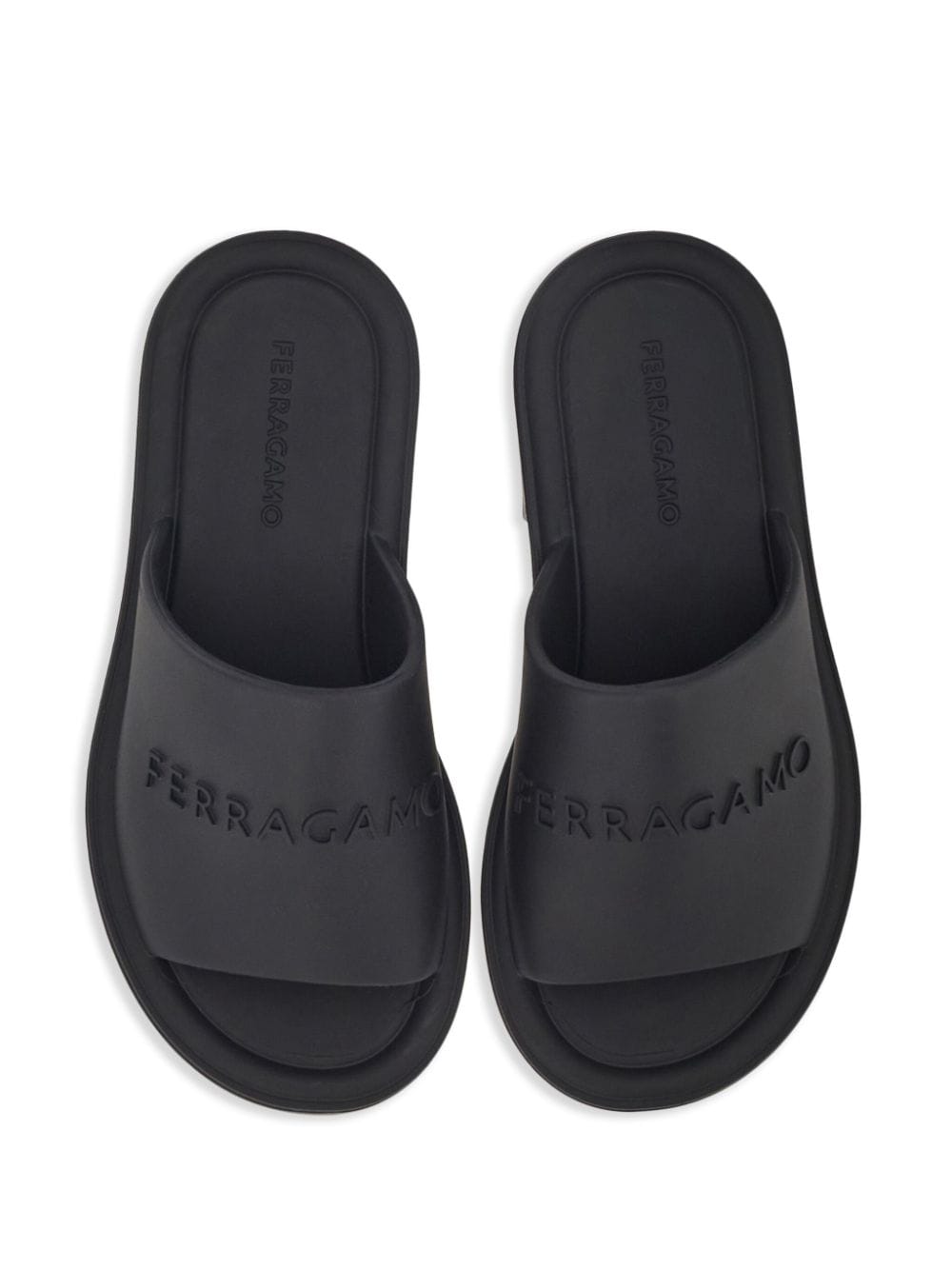 Shop Ferragamo 3d-logo Flat Slides In Black