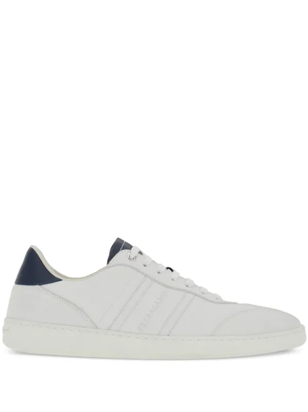 Ferragamo Low Top Sneakers with Signature in White