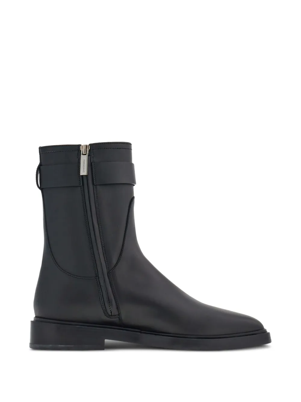 Shop Ferragamo Gancini-buckle Leather Ankle Boots In Black