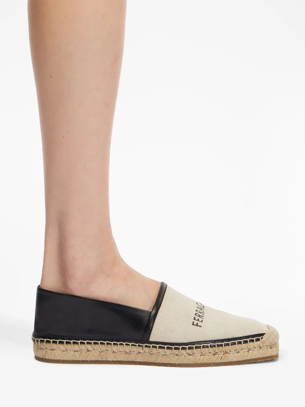 Ferragamo Logo-print Flat Espadrilles In Neutrals