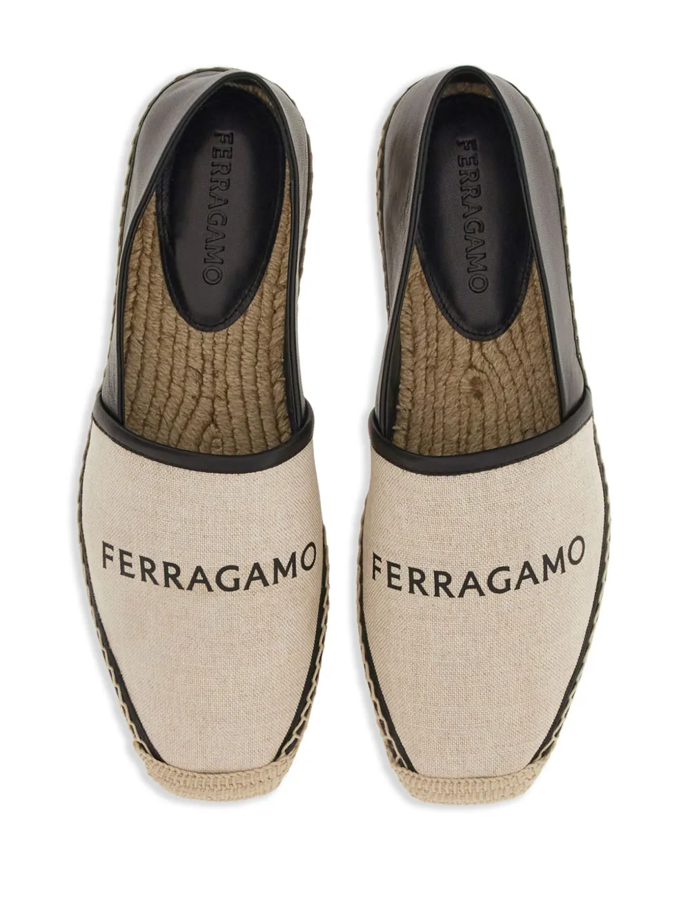 Ferragamo Logo-print Flat Espadrilles In Neutrals