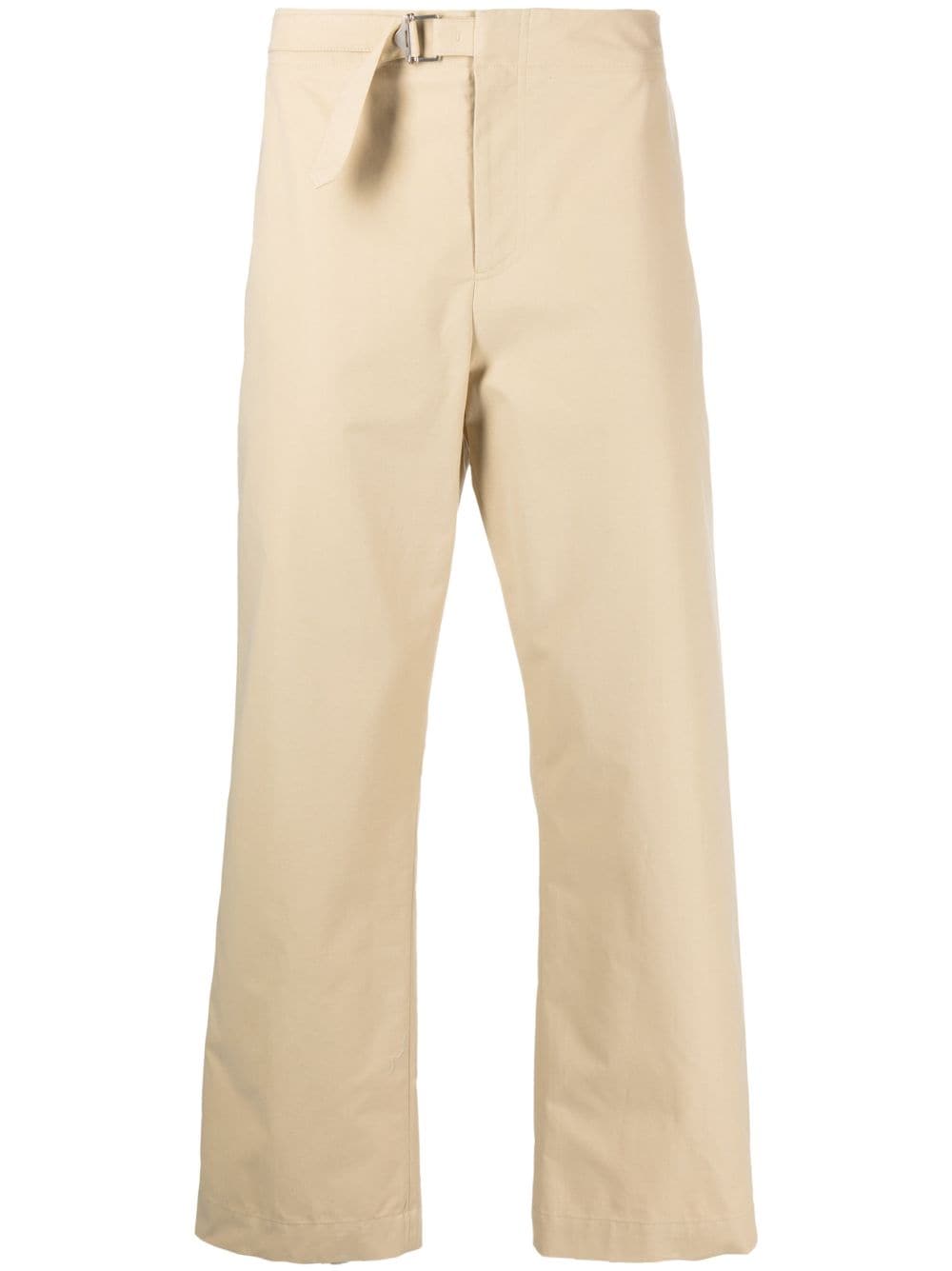 Le 17 Septembre Belted-waistband Cotton Trousers In Neutrals