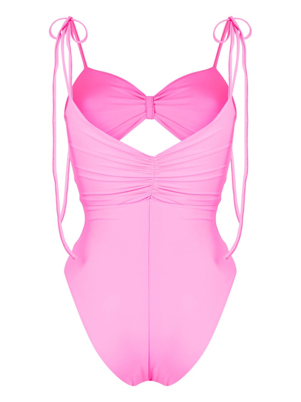 Amen ruched-detail tie-fastening one-piece - Roze