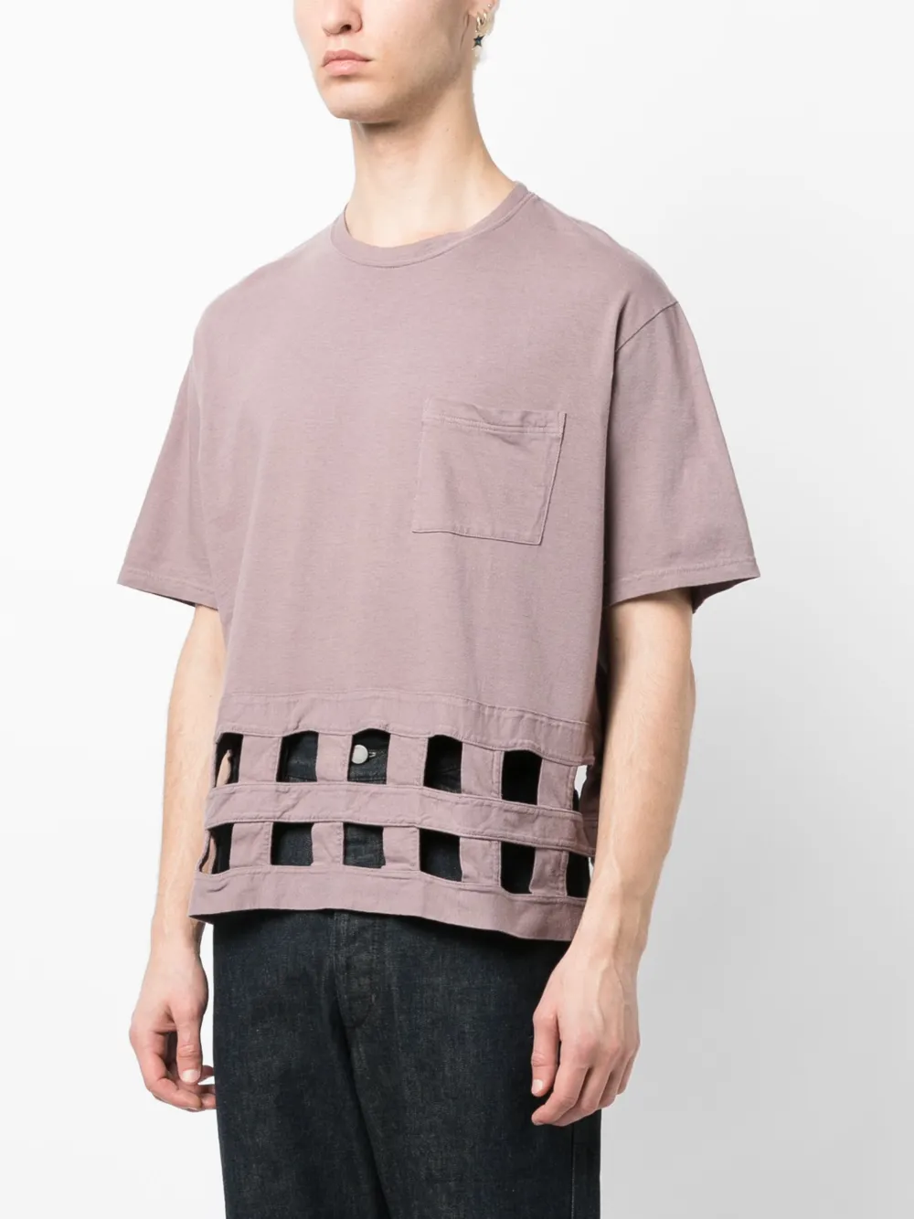 KAPITAL T-shirt met vensterruit Paars