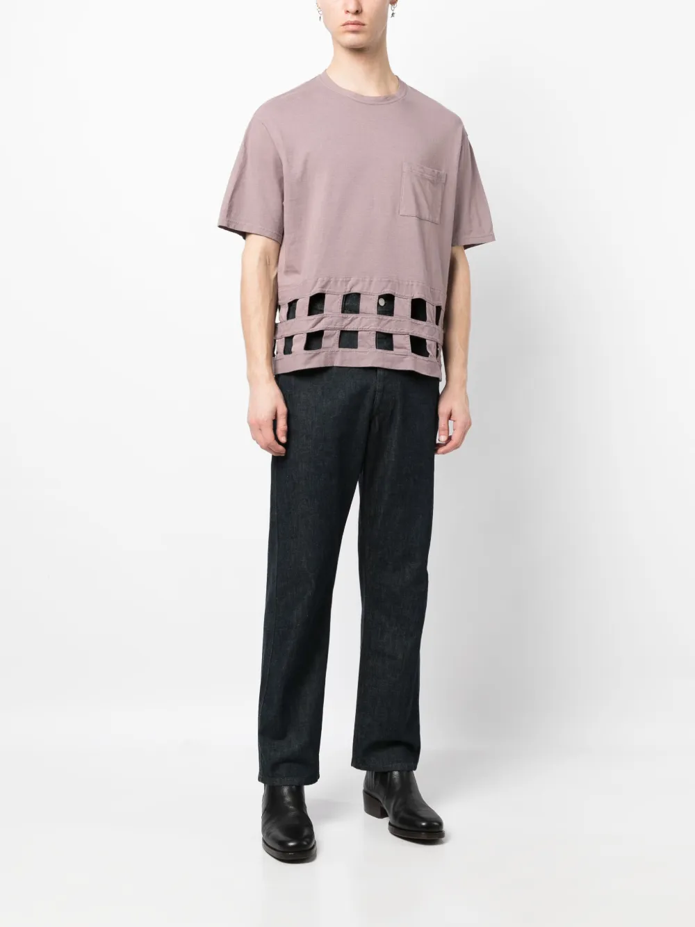 KAPITAL T-shirt met vensterruit - Paars