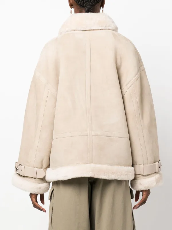 【関税込み】SHOREDITCH SKI CLUB DARLING SHERALING Shoreditch Ski Club Darling Cropped Shearling Jacket (Pebble