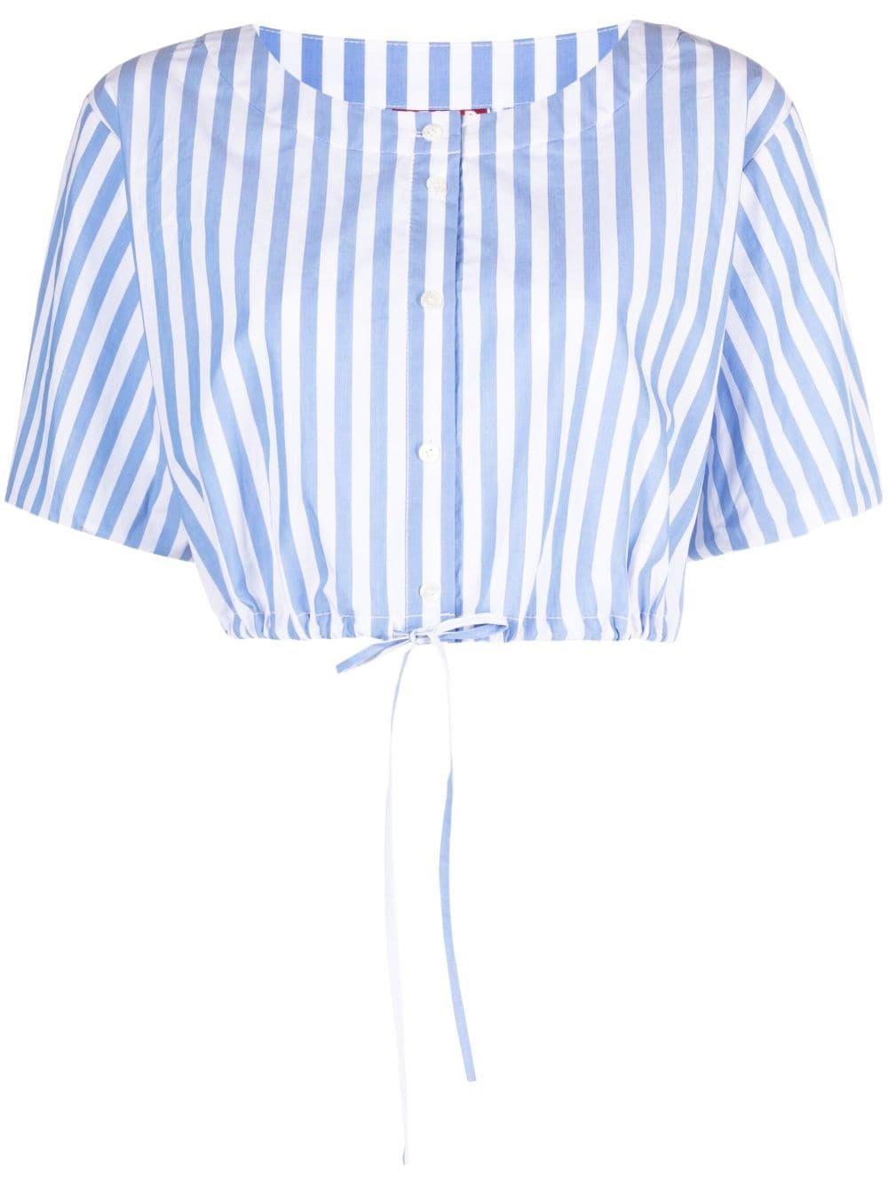 STAUD Ellington striped cropped top - Blue