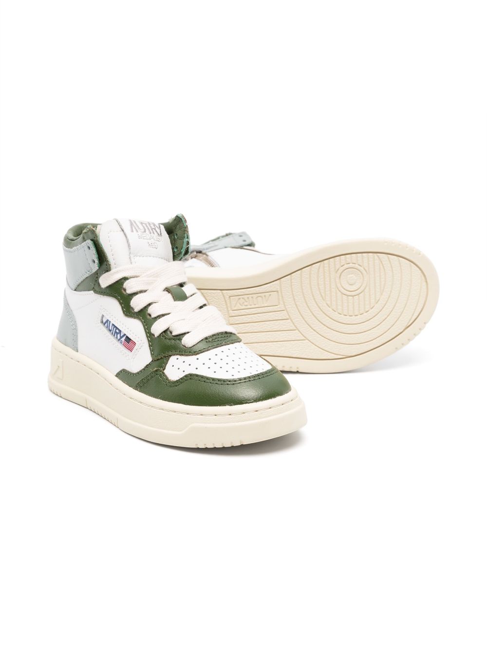 Shop Autry Panelled Hi-top Leather Sneakers In Green