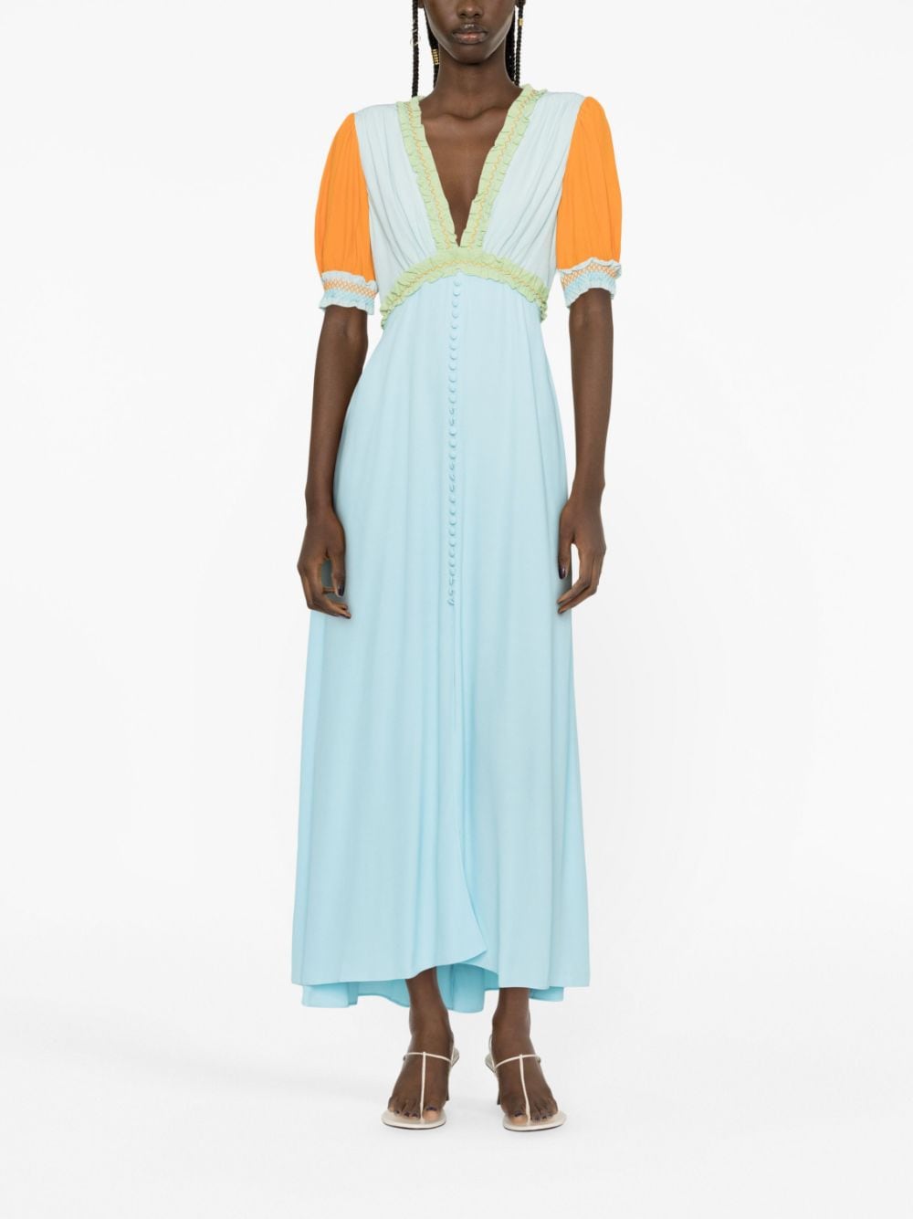 Saloni Maxi-jurk met colourblocking - Blauw