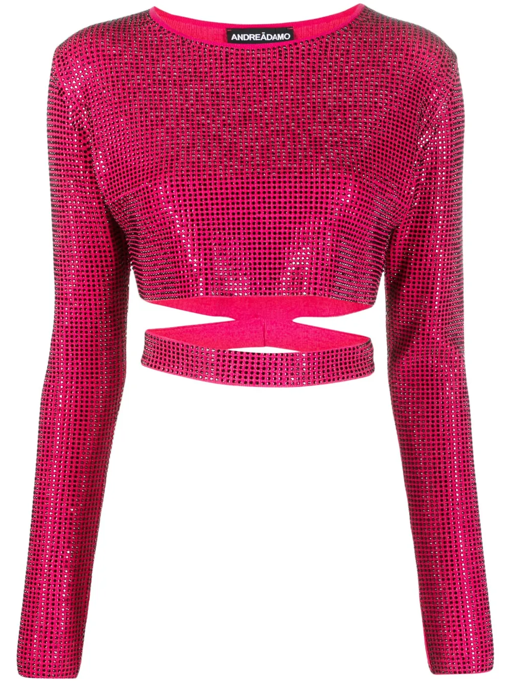 ANDREĀDAMO rhinestone-embellished crop top