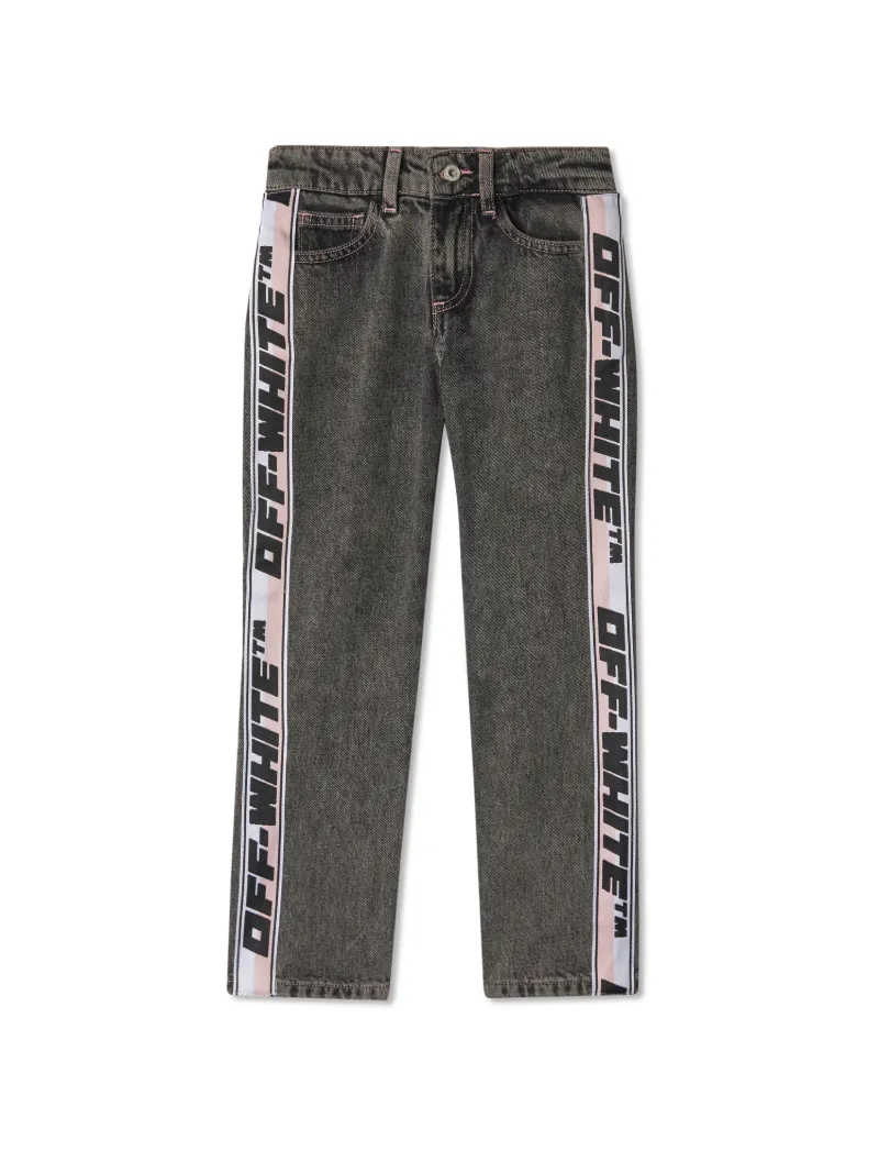 Gerade Jeans mit Logo-Streifen