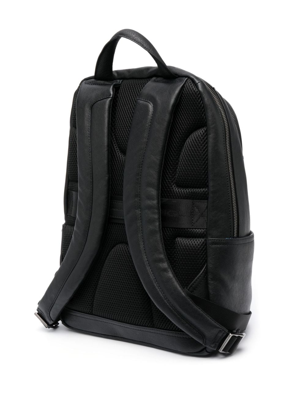 Shop Piquadro Logo-detail Leather Backpack In Black