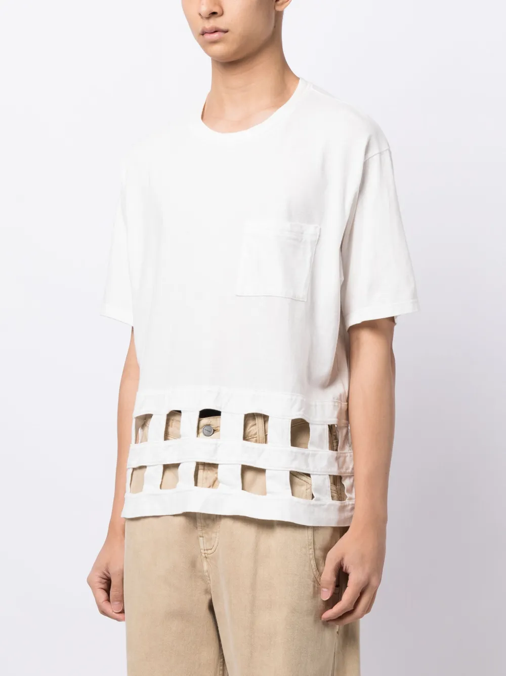 KAPITAL T-shirt met uitgesneden details Wit
