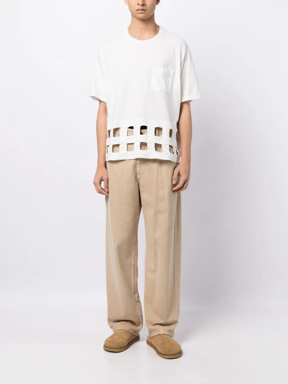 KAPITAL T-shirt met uitgesneden details - Wit