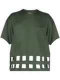 KAPITAL Windowpane eyelet-detail cotton T-shirt - Green