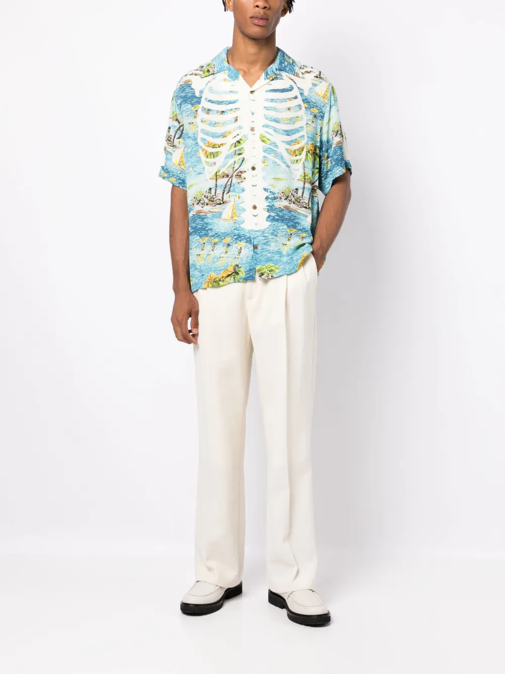 KAPITAL Overhemd met print Blauw