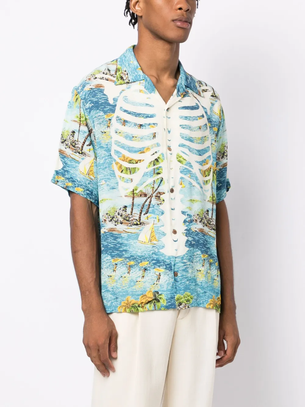 KAPITAL Overhemd met print Blauw