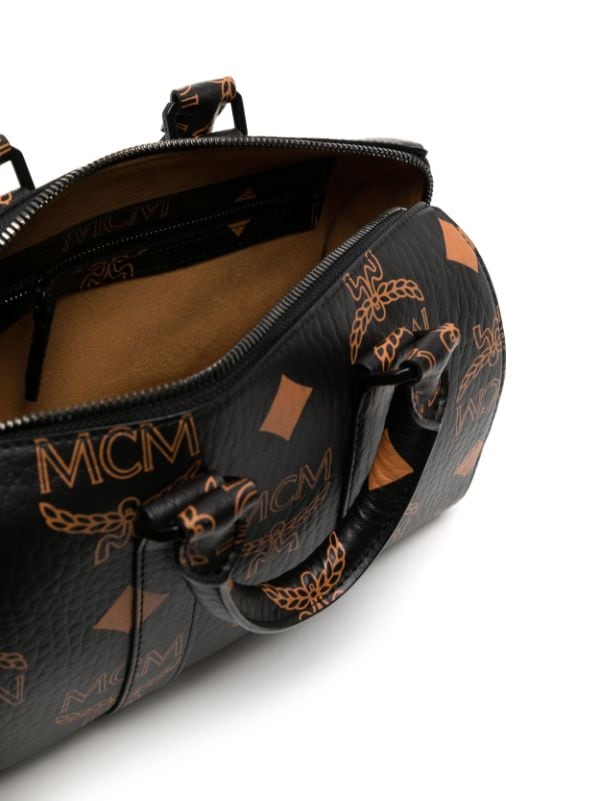 Mcm Aren Boston Bag in Maxi Visetos Black Visetos