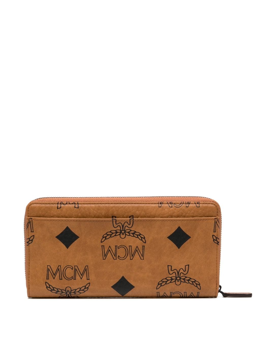 Shop Mcm Large Aren Monogram-print Wallet In Brown