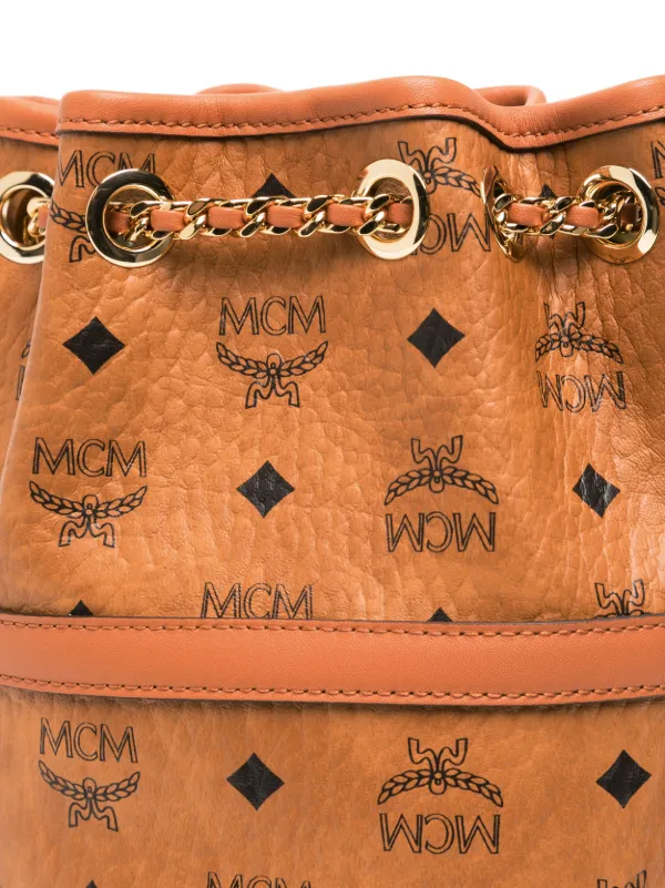 MCM Mini Aren Chain Leather Backpack | Brown | FARFETCH