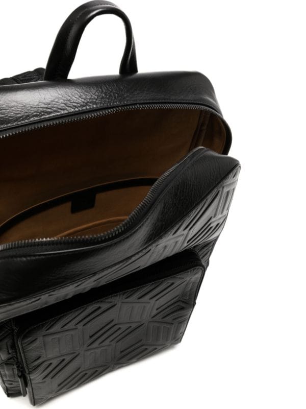 Mcm Aren monogram-pattern Leather Backpack - Black