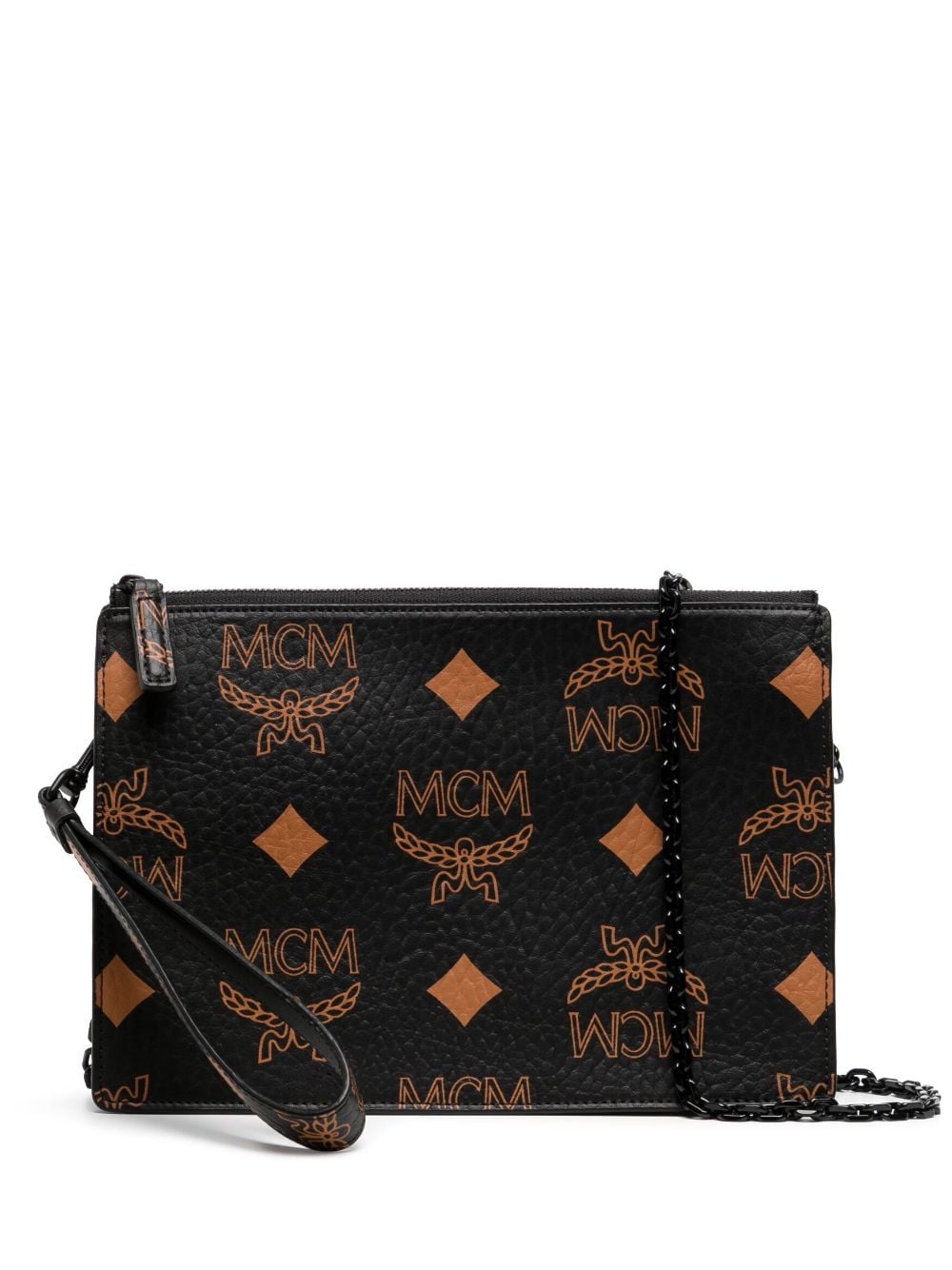 Mcm Aren Monogram-pattern Crossbody Bag In Black