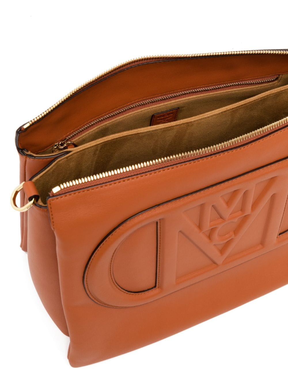 Shop Mcm Medium Travia Leather Shoulder Bag In Brown
